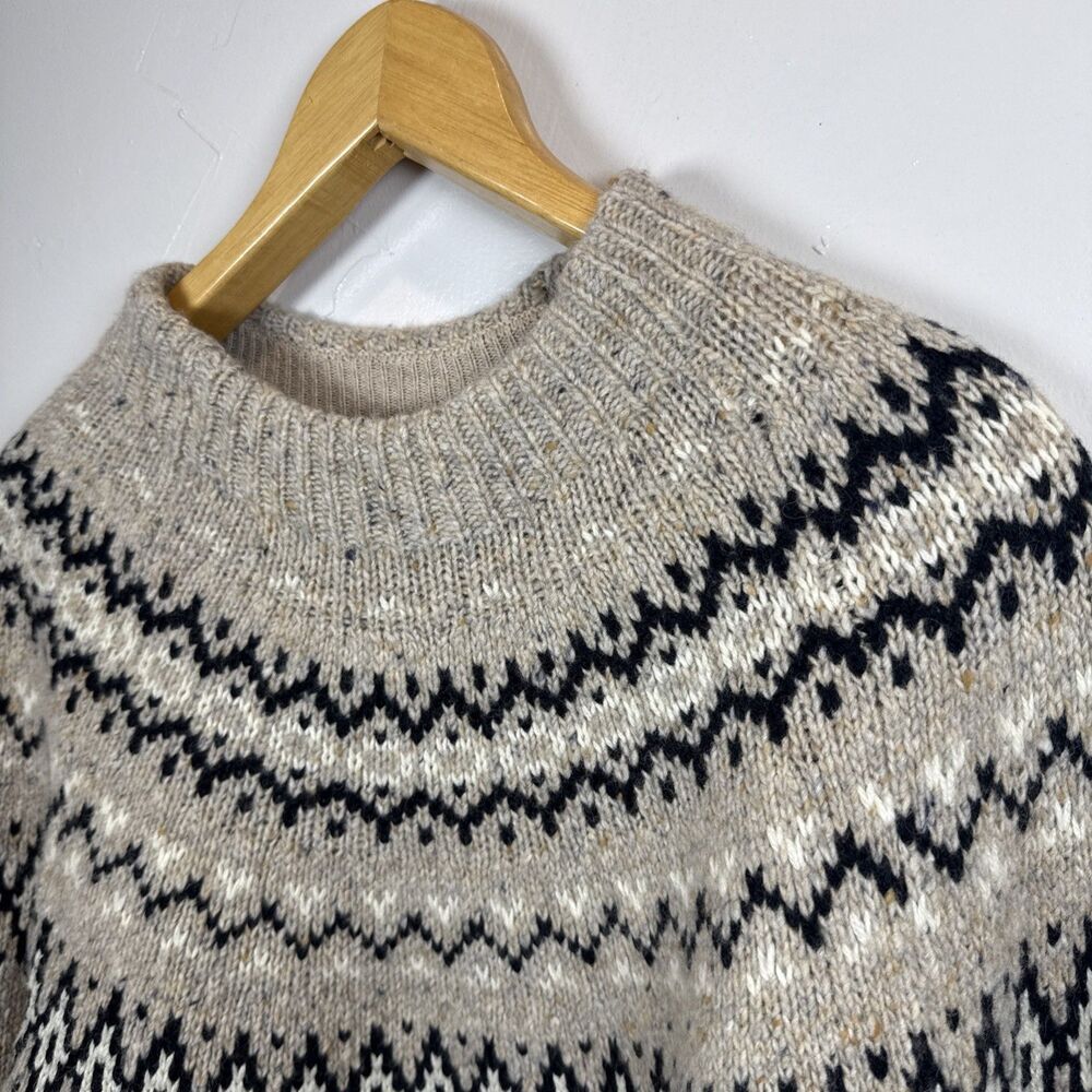 J. Crew Fair Isle Wide Mockneck Sweater Size Small Merino Lambswool Alpaca - Picture 5 of 9